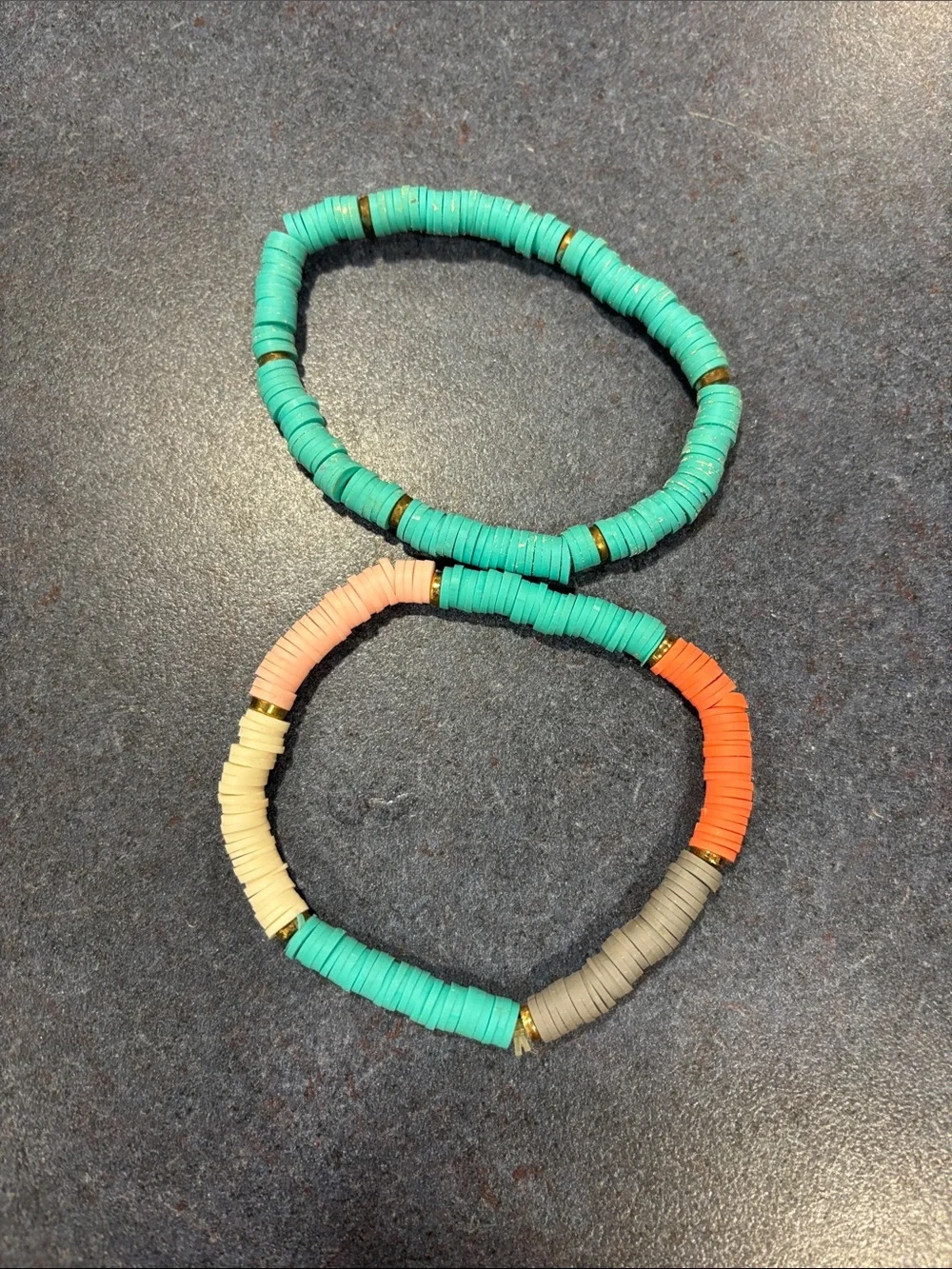 Stackable Turquoise and Multicolor Heishi Bead Stretch Bracelets